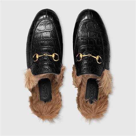 gucci slipper pelo|Gucci Women's Princetown Leather Slippers .